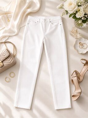 NWT NYDJ White Ankle Jeans Curves 360 Slim Notched Ankled Size 6 Short